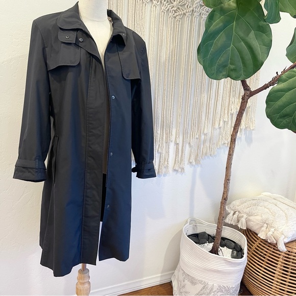 Burberry Womens Black Nova Print Trench Coat / Rain Jacket Size Large / 12 - 14 - Picture 3 of 10